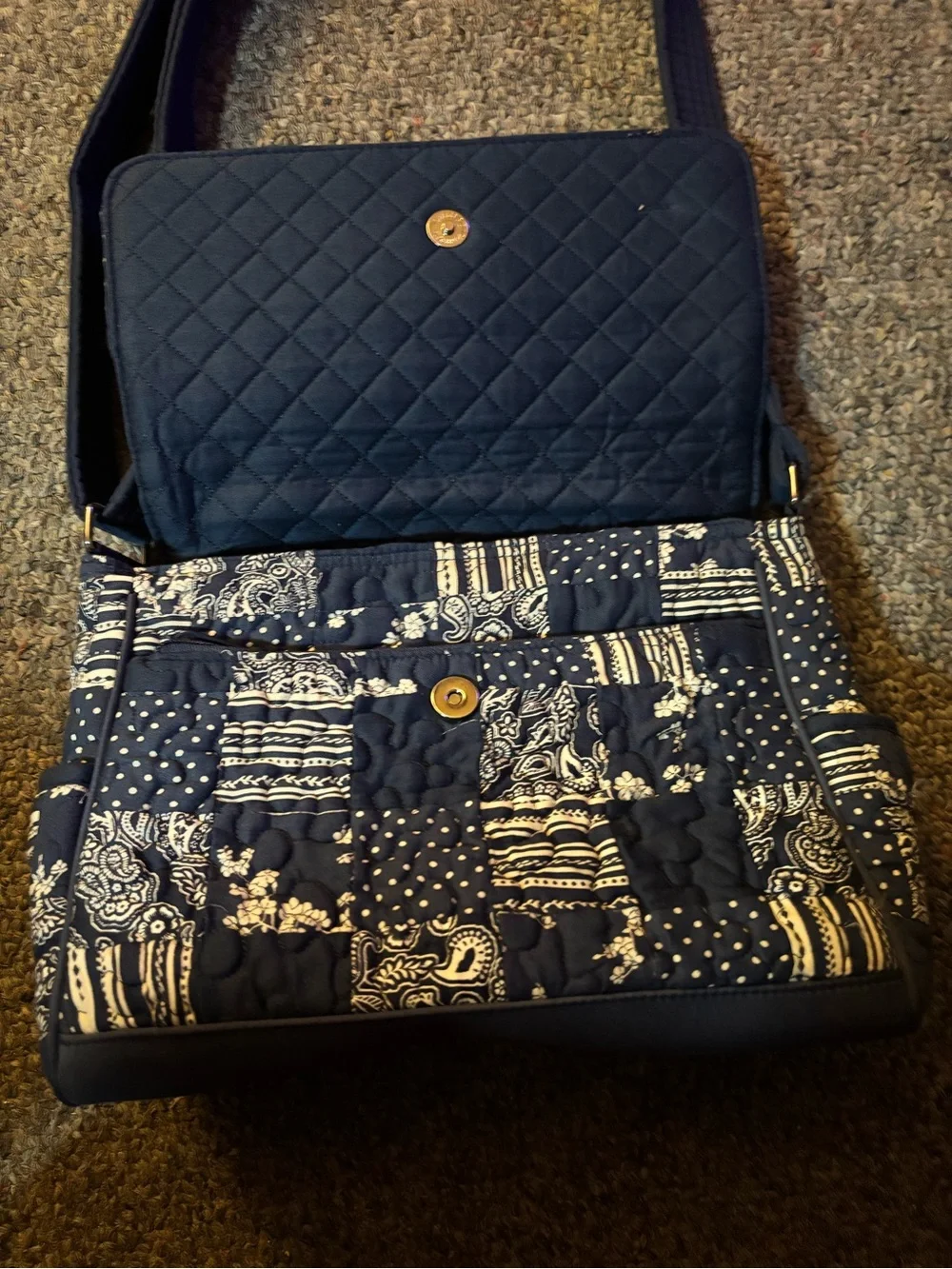 Donna Sharp Quilted Navy Patchwork Crossbody Bag
